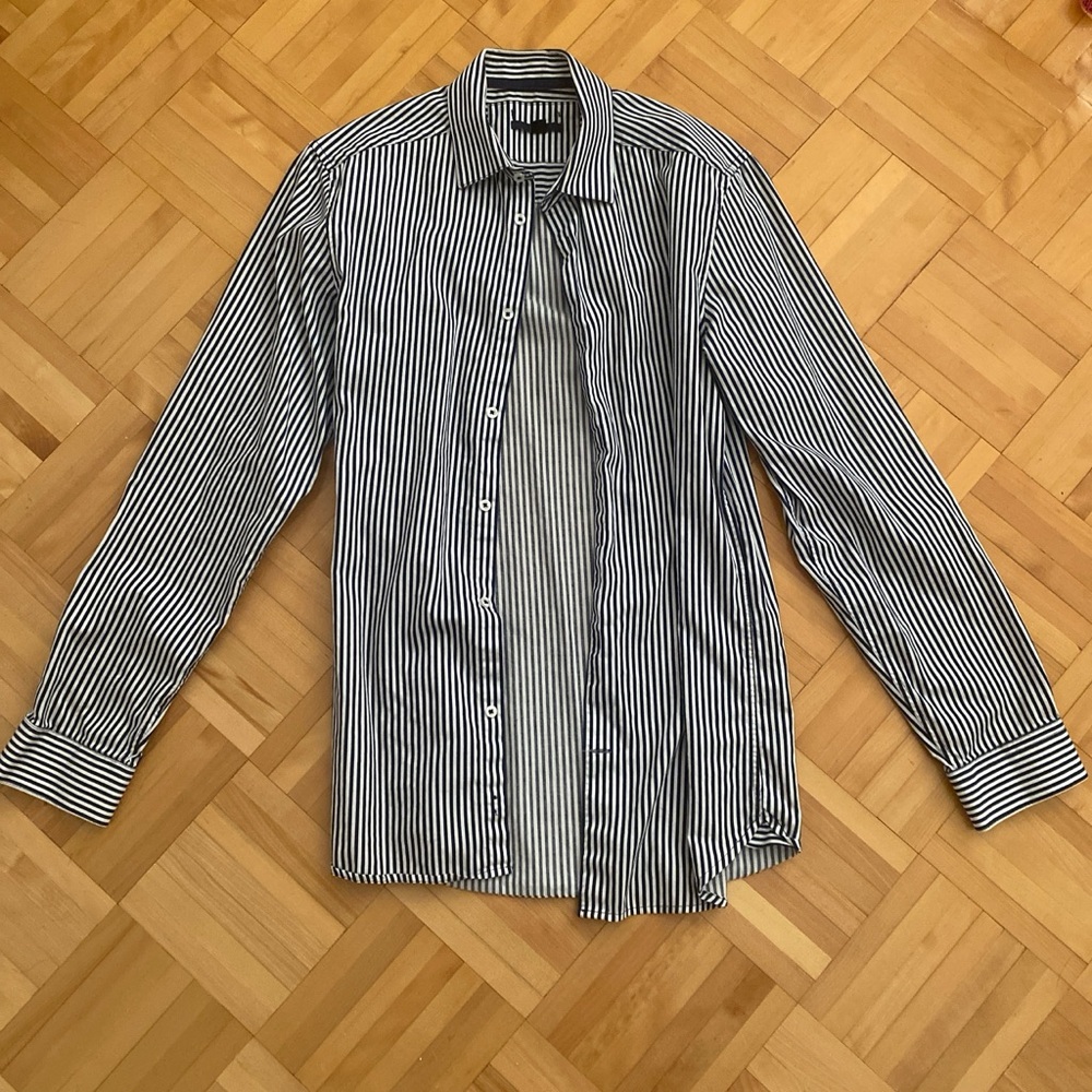 Classic Black and White Striped Men's Shirt
